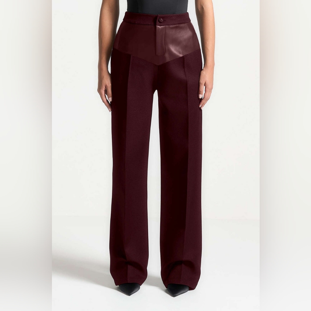 Faux Leather Patchwork Trousers
